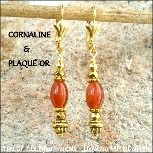 Plaqué carats cornaline - or, 18