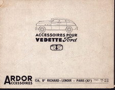 PARIS (XI°) ACCESSOIRES pour AUTOMOBILE / FORD VEDETTE "ARDOR" Catalogue en 1953