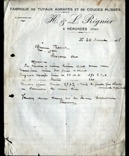 NERONDES (18) FERBLANTERIE / TUYAUX & COUDES "H. & L. REGNIER" Facture en 1928
