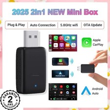 Adaptateur Carplay Android Auto 2 en 1 Clé Bluetooth WIFI USB Sans Fil Apple iOS