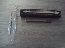 CANULE EN VERRE DE MARQUE PYREX ANCIEN POUR LAVEMENT MEDICAL + THERMOMETRE NEUF