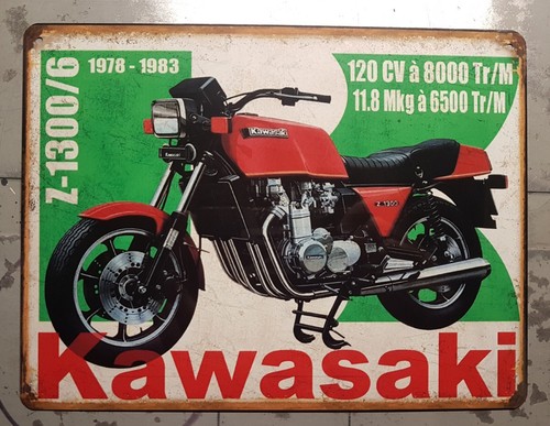 Plaque métal vintage kawasaki - métal,