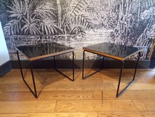 Pierre GUARICHE-STEINER-Paire-table volante-NOIR-DESIGN 50-60-FRANCE