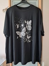 T-shirt neuf taille 54-56 noir papillons blancs