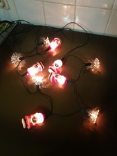 Ancienne guirlande électrique Lumineuse Déco Sapin 10 Lampes Père Noël Étoiles 
