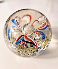 Presse-papier en sulfure type millefiori et inclusions de bulles