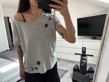 T-shirt Leon & Harper étoiles broderies gris S M L oversize 36 38