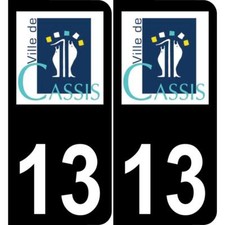 13 Cassis logo autocollant plaque immatriculation auto ville sticker fond noir