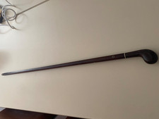 Ancienne canne de marche en ébène, palissandre, argent?