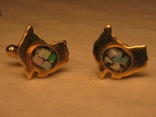 vintage Australia cuff links link cufflinks Australian inlaid opal gold-tone