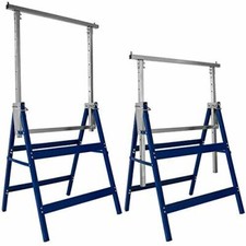 Lot 2 Tréteaux Bleus Pliables Réglables 81-130 cm – Charge 200 kg Pro