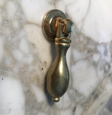 Vintage French drop Pull Polished brass Door Drawer Gold Knob Teardrop Cabinet