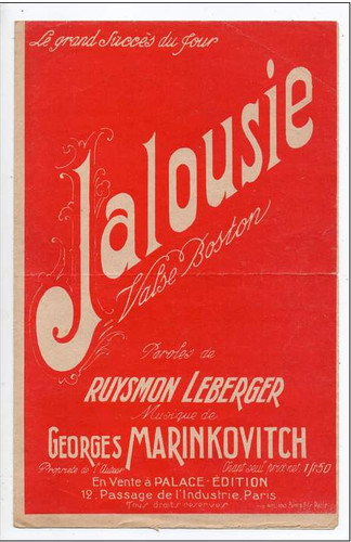 Partition musicale jalousie - partition,