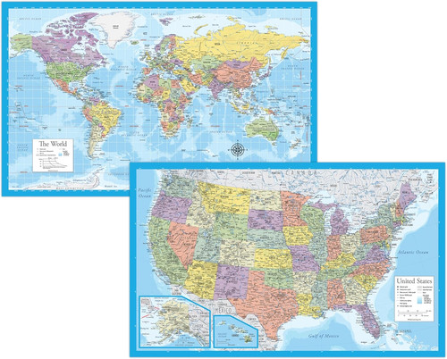 Pack laminated world map - -,