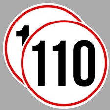 2 X VITESSE LIMITE 110 Km/h AUTO VAN REMORQUE CARAVANE 10cm STICKER VA104