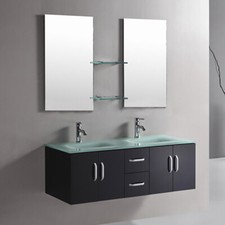 MEUBLE SALLE DE BAIN DOUBLE VASQUE 151 cm noir ICE