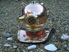 Casque de plongeur cuivre et laiton grandeur nature style marine américaine - pub nautique bar plongée