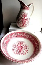 Service de toilette, vasque + broc signé B.F. Boch Frères: modèle Boston