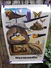 ANCIENNE AFFICHE CHEMIN DE FER FRANCAIS NORMANDIE 1970 SIGNE DALI