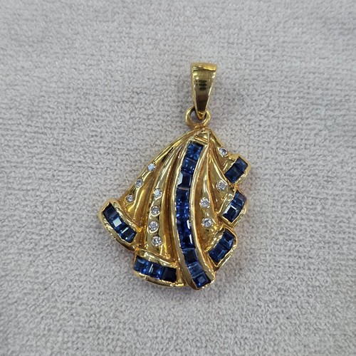 Pendentif diamant saphir bleu