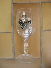 6 VERRES SUR PIED APPLICATION ETAIN 18,5 cm haut