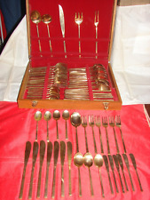 MENAGERE THAILANDE NICKEL BRONZE COUTEAUX FOURCHETTES CUILLERES COFFRET BOIS