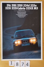 BMW E30 316 318i 320i 324d 325e/ i/ i Cabrio/ iX M3 farben Prospectus 8p 1/87
