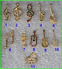 pin's Doré Instrument de Musique Note clé Guitare Saxophone Piano  au choix #A2