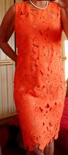 Robe CAROLL 40 en grosses fleurs guipure orange