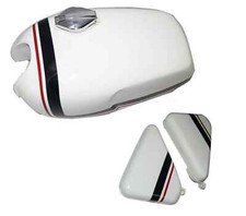 Pour Norton Commando Roadster Blanc Bleu Rouge Rayure Bouchon de Réservoir