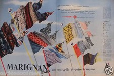 PUBLICITÉ 1958 TISSUS MARIGNAN VICTOIRE FRANÇAISE - ADVERTISING