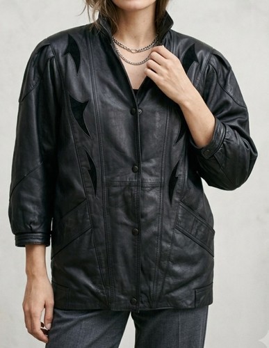 Veste cuir vintage - veste, 80s