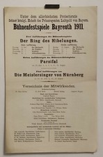 Bayreuth Festival 1911 Programme Musique Opéra Classique