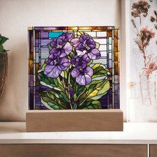 African Violet Lighted Plaque