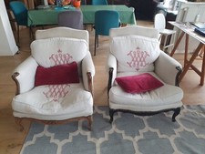 Vends 2 bergères fauteuil bois et tissu 