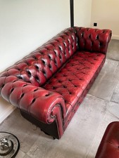 Vintage Chesterfield 3 Places Canapé Anglais Rouge en cuir