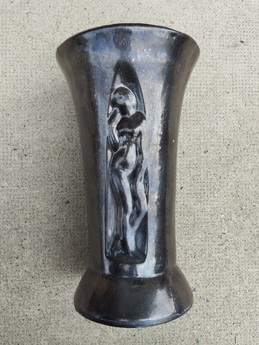 Vase céramique noire art deco - vase,