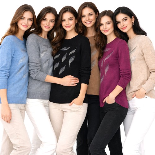 Pull femme broderie plumes - pull,