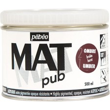 [257022] Pébéo Pot 500ml Peinture Acrylique MAT pub OMBRE BRUL