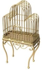 Poupées Maison Victorien Doré Fil Fer Forgé Oiseau Cage Miniature Pet Accessoire