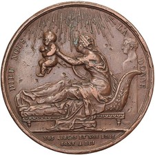 France, Médaille, Naissance d'Henri, Duc de Bordeaux, 1820, Bronze, TTB