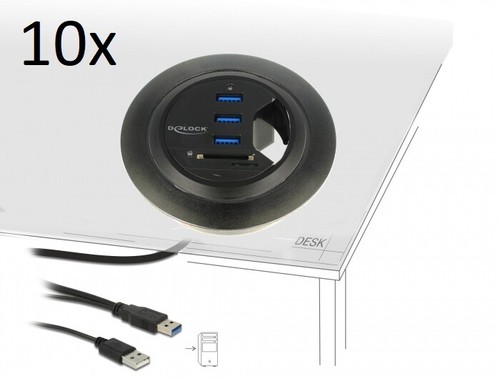 10x delock desk tisch hub - delock, in-desk