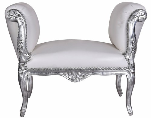 Banc blanc argent sofa baroque - banc,