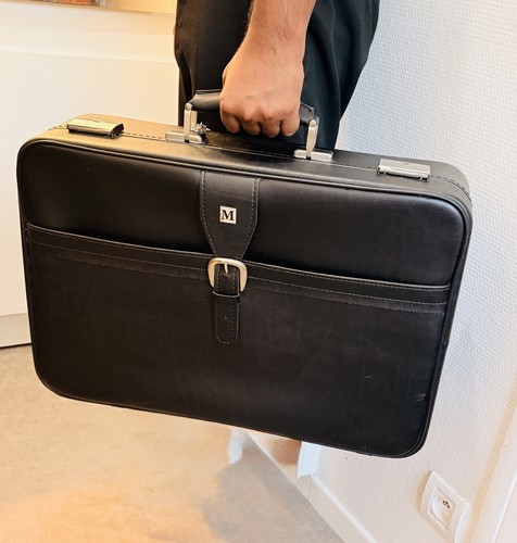 Valise vintage cuir noir - en,