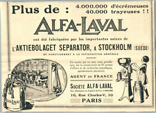 ALFA LAVAL 1925 ECREMEUSE TRAYEUSE PARIS STOCKHOLM LAIT PUBLICITE ANCIENNE AD