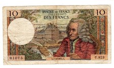 France Billet 10 FRANCS VOLTAIRE 7/12/1972 01075 U.823  BON ETAT