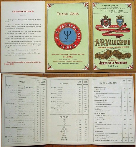 Wine menu 1890 valdespino - wine,