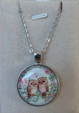 Collier Pendentif Couple Chouettes Oiseaux + Chaine Acier - Bijoux des Lys