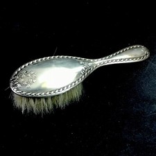 Ancienne XIXe Brosse Décor Floral Argent Massif Minerve