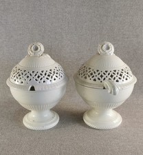 PAIRE DE POT COUVERT CERAMIQUE FAIENCE FINE DE LEEDS CREAMWARE ENGLISH 18-19 EME